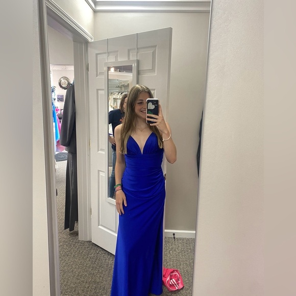 Simple Blue Prom Dress - Picture 4 of 4